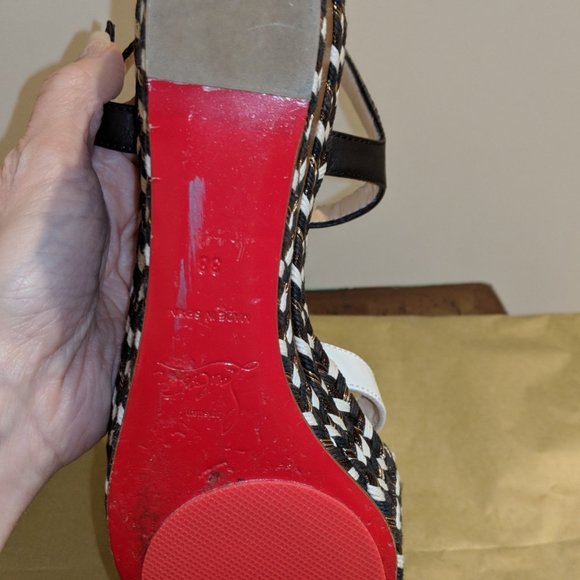 Christian Louboutin Lagoa 70 Platform Sandal Espadrilles 38 - Black/White 7.5 US - Picture 5 of 11
